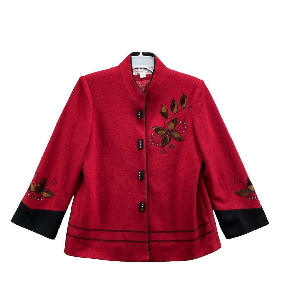 Yuemeiya Chinese Cheongsam Jacket Women Large Red Floral Traditional Qipao Party